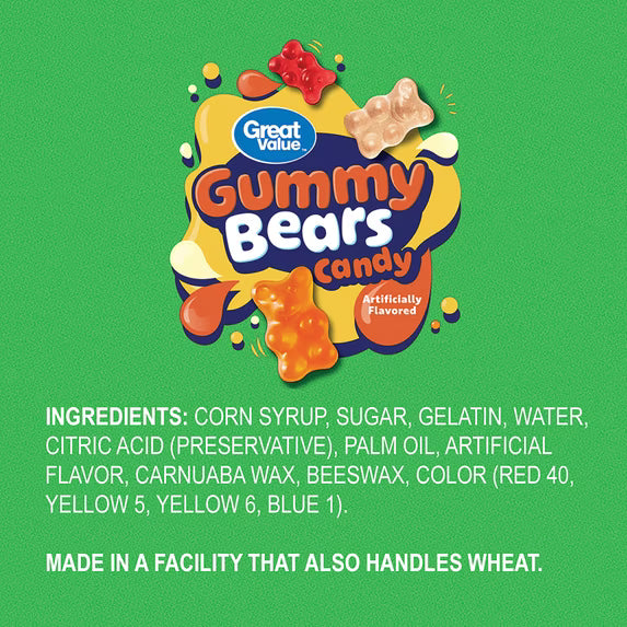 (4 pack) Great Value Gummy Bears Candy, 52 oz Bag